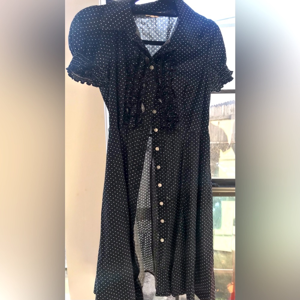 Sequin Hearts Beautiful PolkaDot Button Down Festive Spring Maxi Dress Size 9